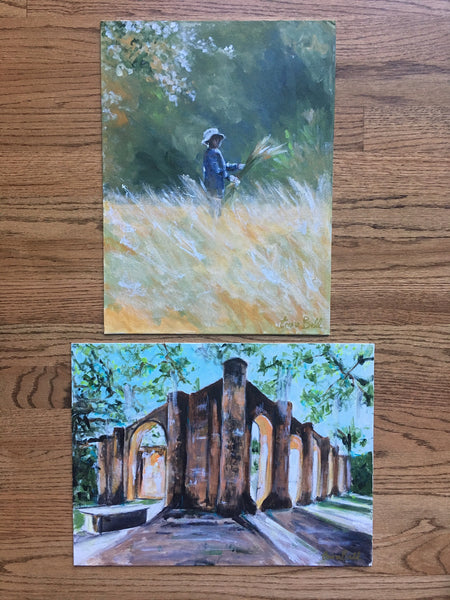 Old Sheldon Church Ruins painting Emma Bell - Christenberry Collection
