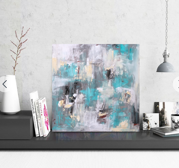 Aqua Abstract painting Emma Bell - Christenberry Collection
