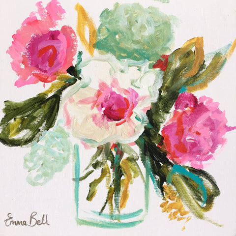 Mini White Flower I painting Emma Bell - Christenberry Collection