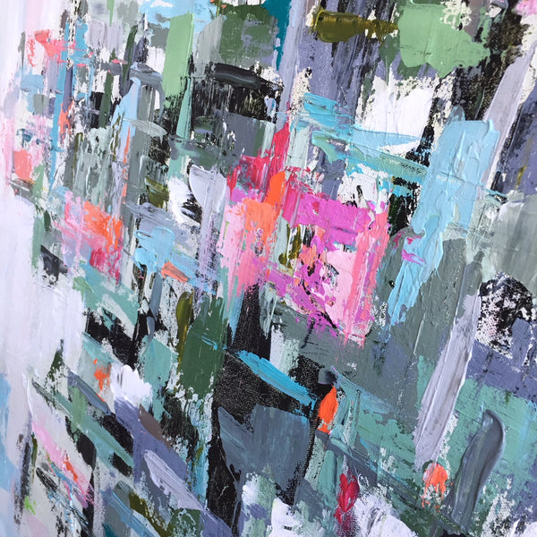 Blue Gray Garden Haze painting Emma Bell - Christenberry Collection