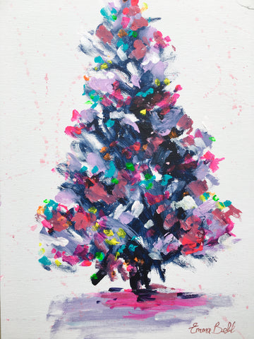 Purple Christmas Tree painting Emma Bell - Christenberry Collection
