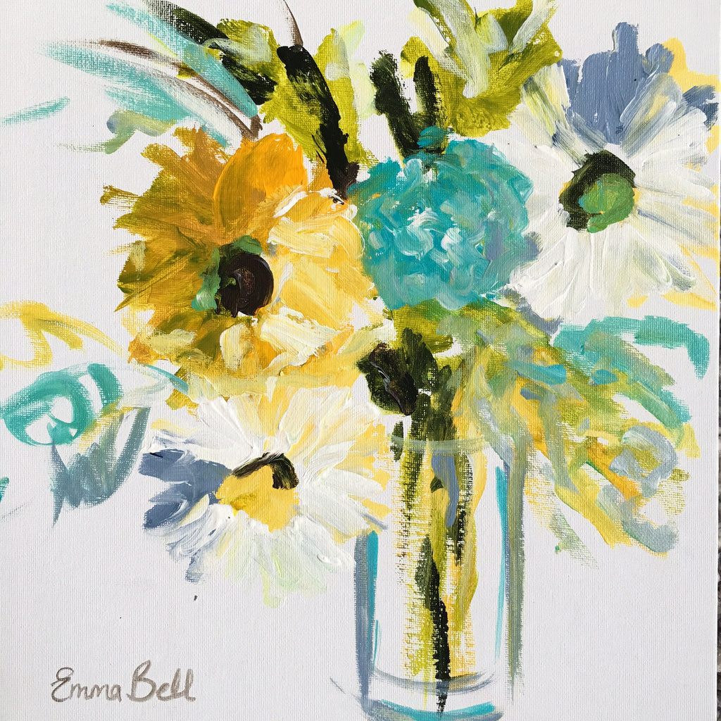 Mini Sunflowers and Daisies painting Emma Bell - Christenberry Collection