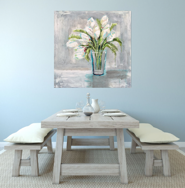 Vase of White Tulips painting Emma Bell - Christenberry Collection