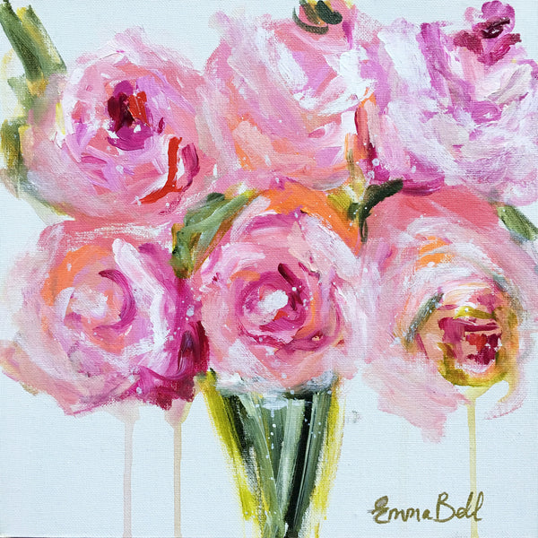 Mini Floral Peonies painting Emma Bell - Christenberry Collection