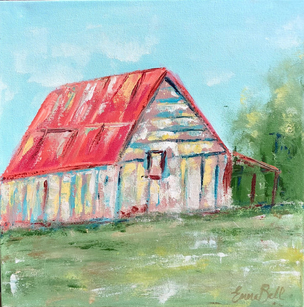 Old Red Barn painting Emma Bell - Christenberry Collection