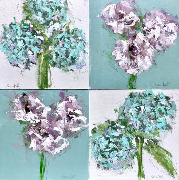 Aqua hydrangeas I painting Emma Bell - Christenberry Collection