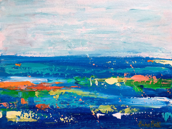 Blue and Green Landscape II painting Emma Bell - Christenberry Collection