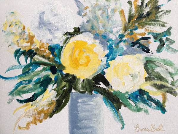 Mini Yellow Flowers painting Emma Bell - Christenberry Collection