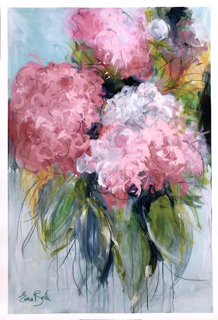 Pink Hydrangeas painting Emma Bell - Christenberry Collection