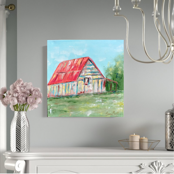 Old Red Barn painting Emma Bell - Christenberry Collection