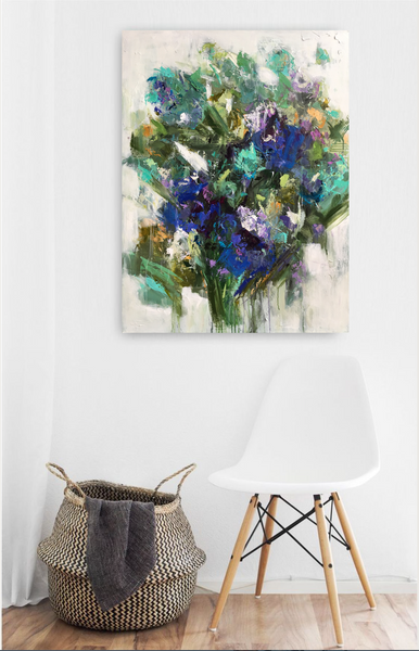 Iris in Bloom Giclee painting Emma Bell - Christenberry Collection