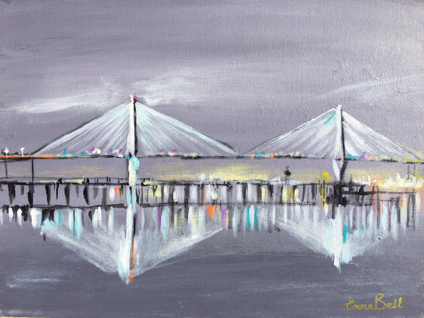 Ravenel Bridge, Charleston painting Emma Bell - Christenberry Collection