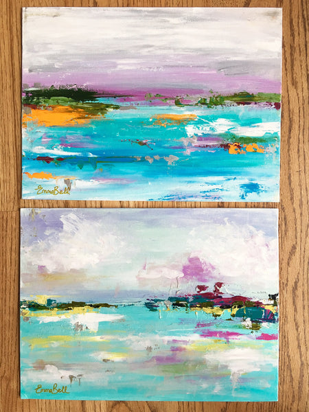 Purple and Orange Landscape painting Emma Bell - Christenberry Collection