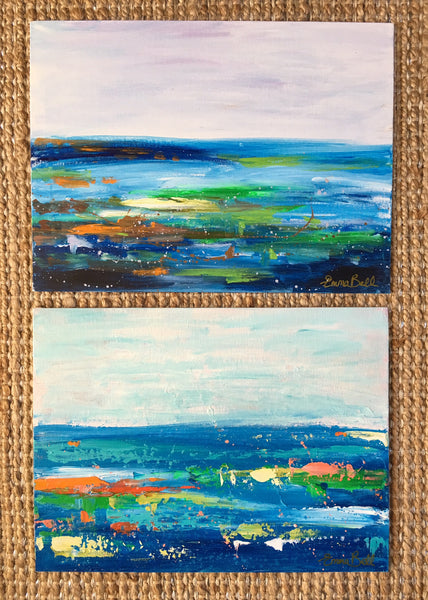 Blue and Green Landscape painting Emma Bell - Christenberry Collection