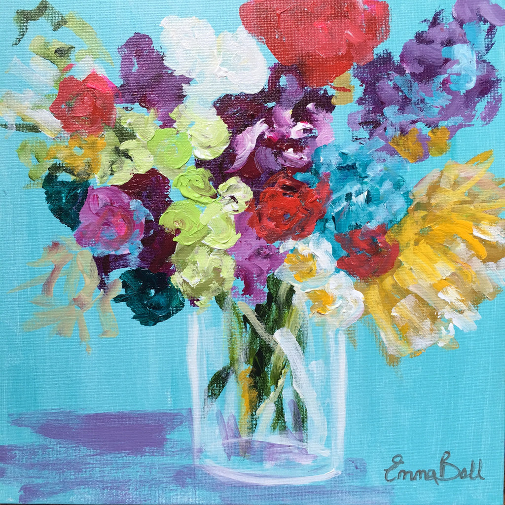 Mini Bright Floral Bunch painting Emma Bell - Christenberry Collection