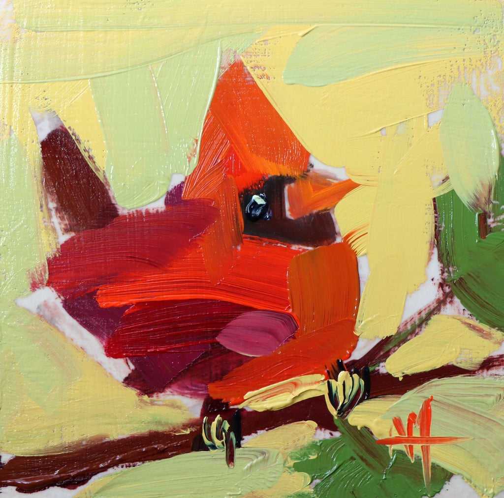 Cardinal No. 190 painting Angela Moulton - Christenberry Collection