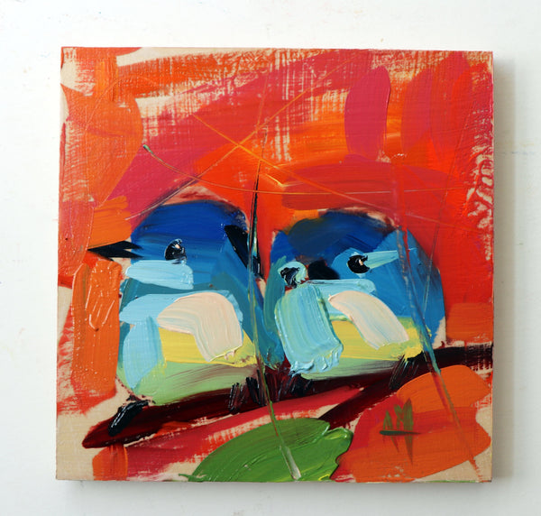Two Mountain Birds No. 10 painting Angela Moulton - Christenberry Collection