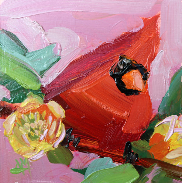 Cardinal No. 175 painting Angela Moulton - Christenberry Collection