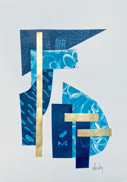 Blue Collage II painting Mary Kathryn Kendig - Christenberry Collection