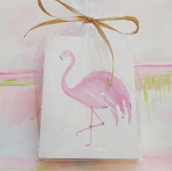 Sissys Flamingo Notecards painting Jane Marie Edwards - Christenberry Collection