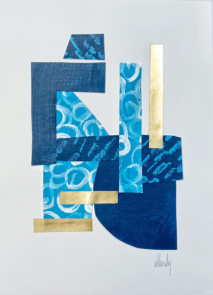 Blue Collage III painting Mary Kathryn Kendig - Christenberry Collection