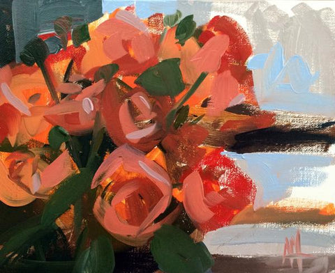 Orange Spray Roses painting Angela Moulton - Christenberry Collection