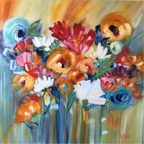 Gossip in Ginger's Garden painting Kathy Morawiec - Christenberry Collection