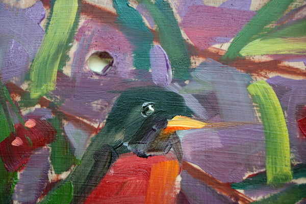 American Robin and Cherries painting Angela Moulton - Christenberry Collection