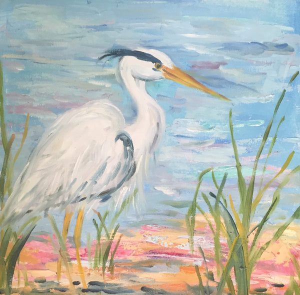 Heron 1 and 2 painting Jenny Moss - Christenberry Collection