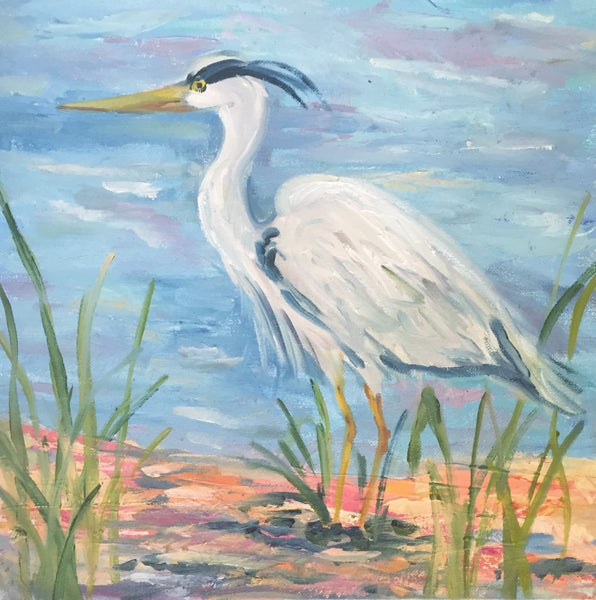 Heron 1 and 2 painting Jenny Moss - Christenberry Collection
