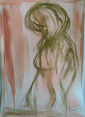 Coral Figure painting Michalle Sessions - Christenberry Collection