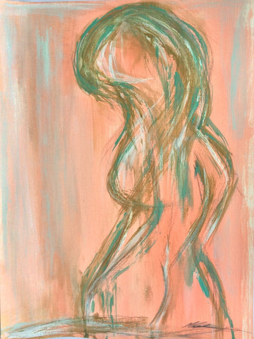 Figure Study Peach painting Michalle Sessions - Christenberry Collection