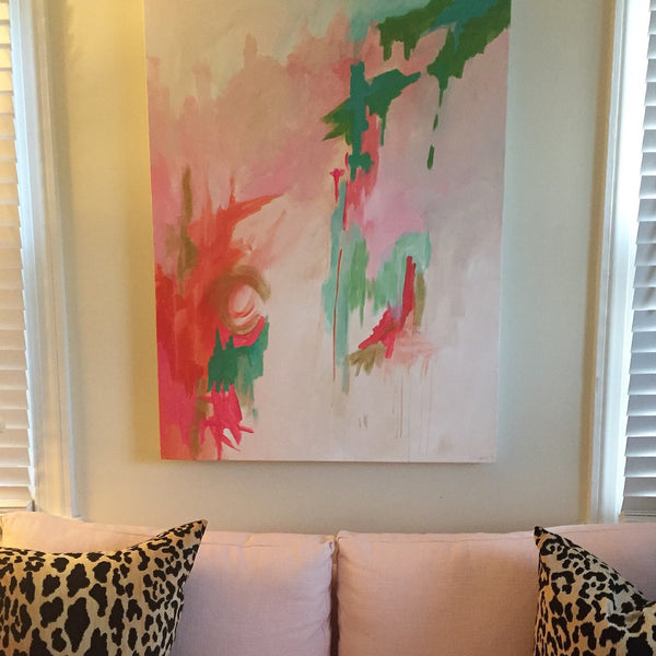 Pinks and Greens painting Jane Marie Edwards - Christenberry Collection