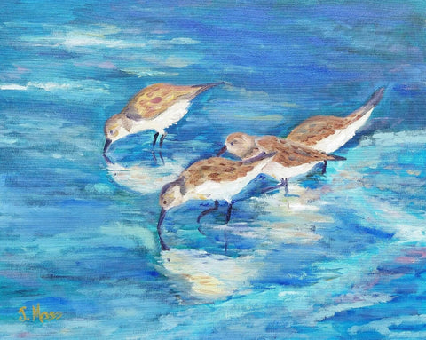 Carolina Sandpipers painting Jenny Moss - Christenberry Collection