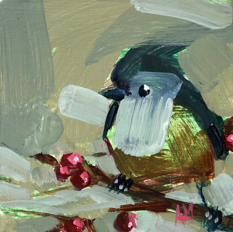 Tufted Titmouse No. 53 painting Angela Moulton - Christenberry Collection