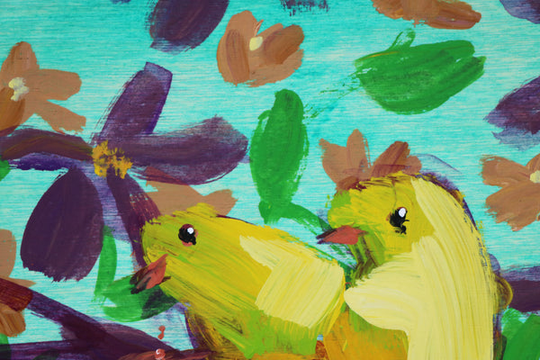 Two Canaries painting Angela Moulton - Christenberry Collection