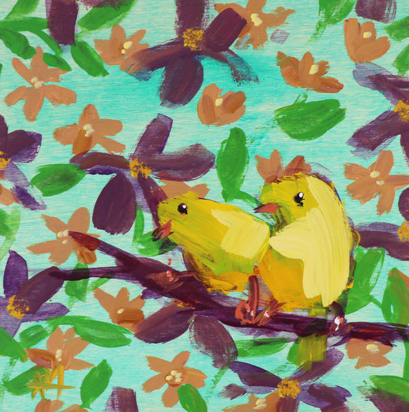 Two Canaries painting Angela Moulton - Christenberry Collection