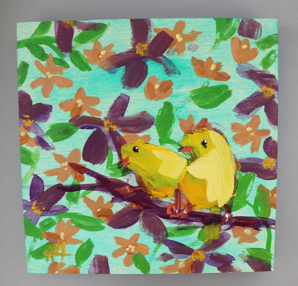 Two Canaries painting Angela Moulton - Christenberry Collection