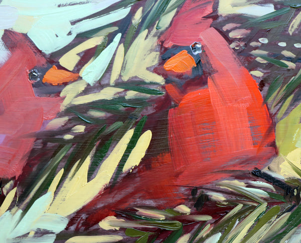 Two Cardinals painting Angela Moulton - Christenberry Collection
