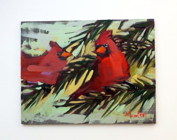 Two Cardinals painting Angela Moulton - Christenberry Collection