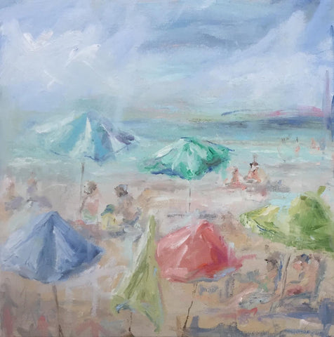 Umbrellas on Sullivans painting Ann Schwartz - Christenberry Collection