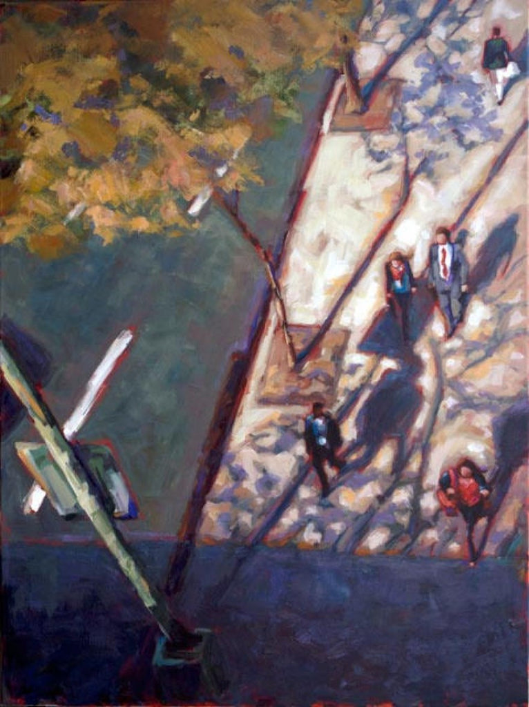 Commuters Below painting Kelly Berger - Christenberry Collection