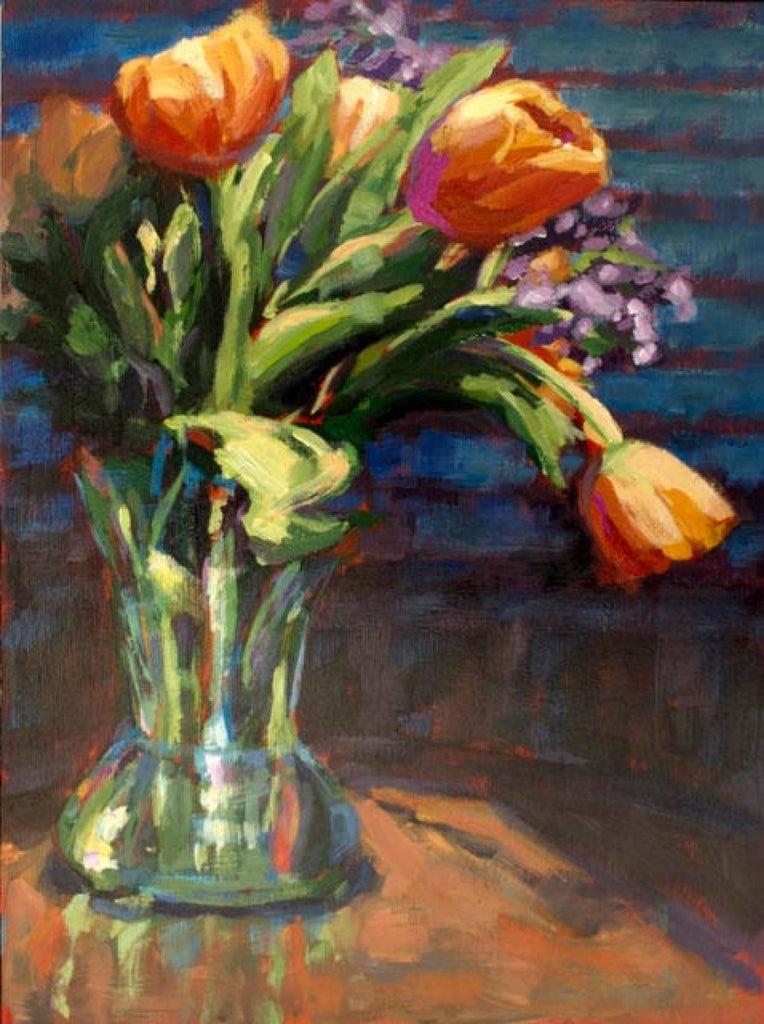 Lit Up Tulips painting Kelly Berger - Christenberry Collection