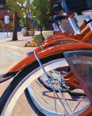 Cherry Bikes painting Kelly Berger - Christenberry Collection