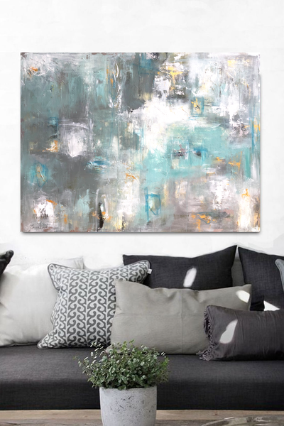 Grey Gold Illusion painting Emma Bell - Christenberry Collection