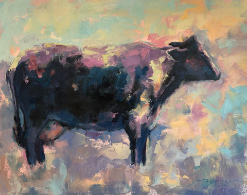 Blue Moo painting Barbara Hayden - Christenberry Collection