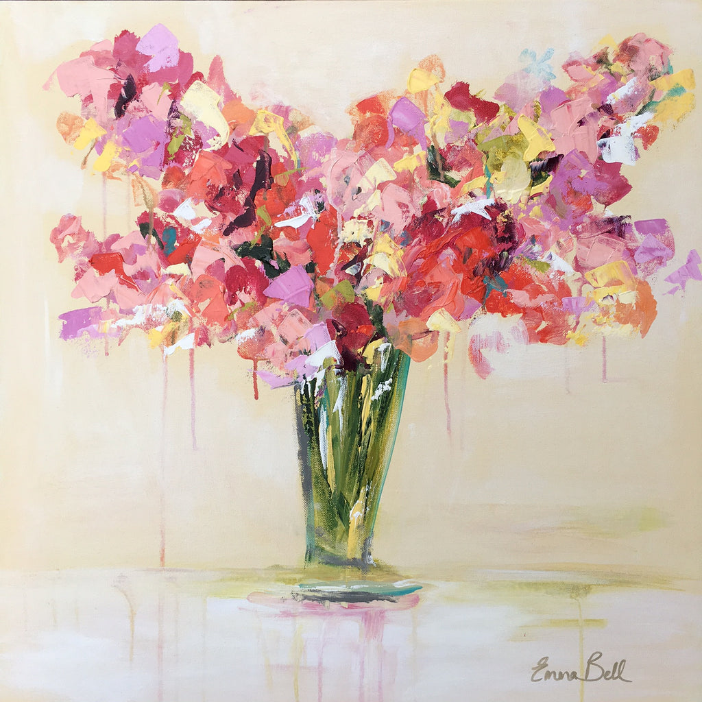 Vase of Pink and Red painting Emma Bell - Christenberry Collection